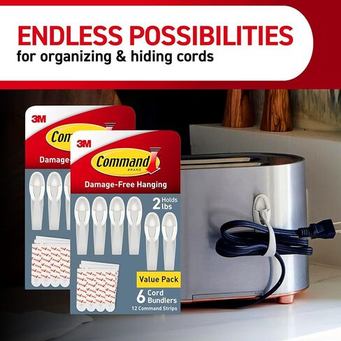 Command Cord Bundlers, Damage Free Hanging Cord Organizer, No Tools Cord Bundler for Hanging Electrical Cables, 12 Gray Cord Bundlers and 24 Strips in Saudi Arabia