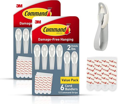 Command Cord Bundlers, Damage Free Hanging Cord Organizer, No Tools Cord Bundler for Hanging Electrical Cables, 12 Gray Cord Bundlers and 24 Strips in Saudi Arabia