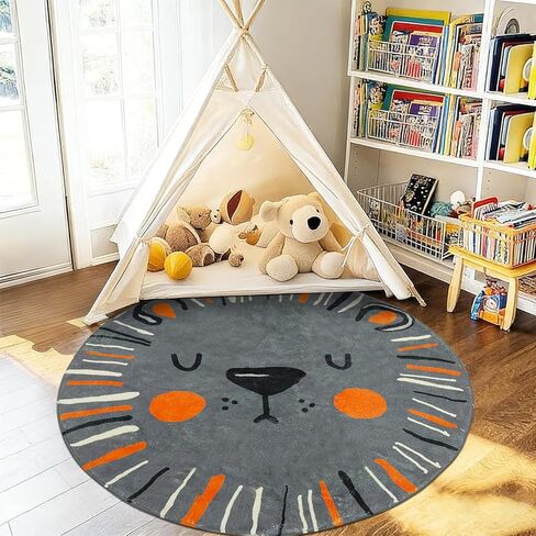 USTIDE Baby Play Mat, Round Soft Extra Large Creeping Crawling Monkey Kids Rug Washable Non-Slip Cartoon Rugs for Bedroom Playroom Playing, Nursery School Baby Carpet (47.2") in Saudi Arabia