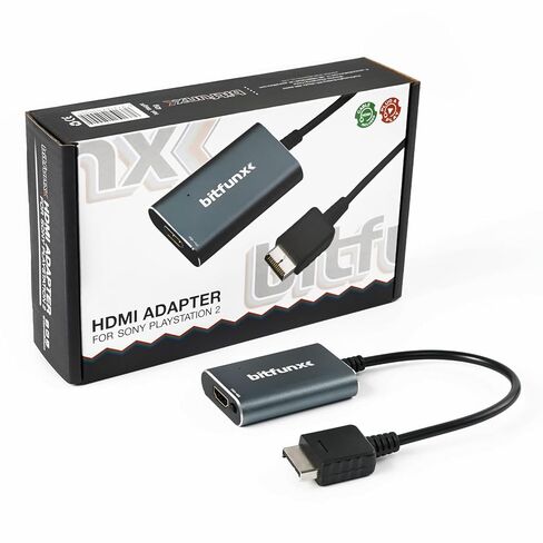 BITFUNX HDMI Adapter for PS1/PS2 Console, HDMI Converter for PS1/PS2 Console - Built in RGB to YPbPr Switch, Plug-and-Play Video Game Adapter with No Lag, for PS1/PS2 Game Console in Kuwait