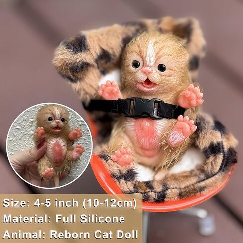 دمى سيليكون تولد من جديد على شكل حيوانات، لعبة لطيفة وواقعية للقطط الصغيرة الناعمة مقاس 12.7 سم in Kuwait