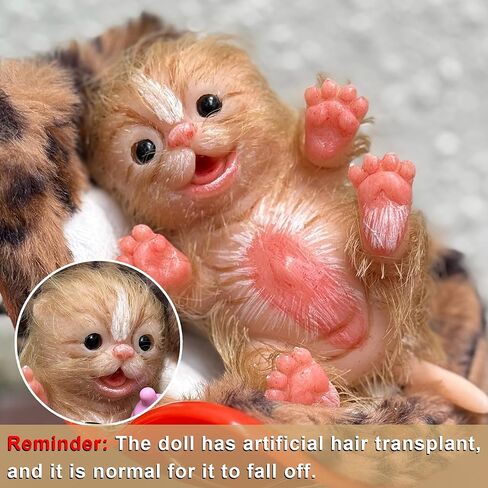 دمى سيليكون تولد من جديد على شكل حيوانات، لعبة لطيفة وواقعية للقطط الصغيرة الناعمة مقاس 12.7 سم in Kuwait