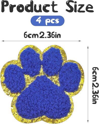 8 Pcs Paw Print Iron On Patch Gold Edges Paw Print Chenille Patches Pet-Themed Patch Embroidered Patches for Clothing DIY in Saudi Arabia