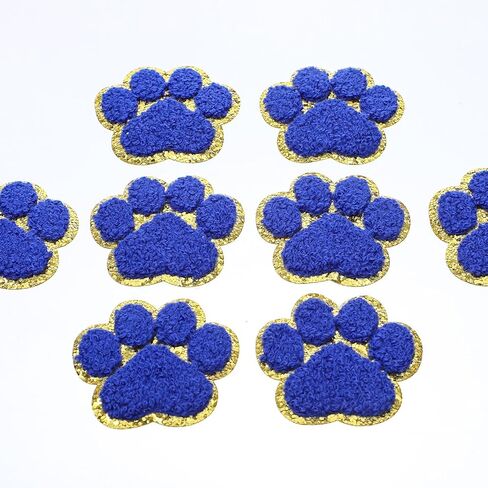 8 Pcs Paw Print Iron On Patch Gold Edges Paw Print Chenille Patches Pet-Themed Patch Embroidered Patches for Clothing DIY in Saudi Arabia