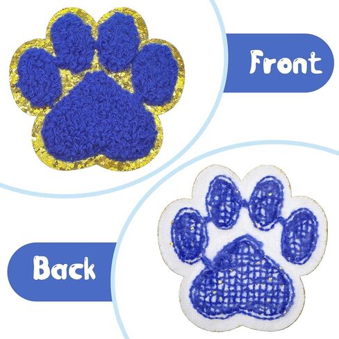 8 Pcs Paw Print Iron On Patch Gold Edges Paw Print Chenille Patches Pet-Themed Patch Embroidered Patches for Clothing DIY in Saudi Arabia