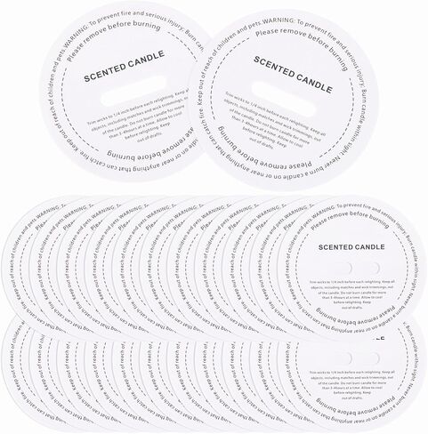 MECCANIXITY 60 Pcs Candle Dust Covers, 5cm/2" Round Printed White Candles Drip Protectors Lid Accessories for Craft Fragrance Making Jars Boxes Packaging, White in Saudi Arabia