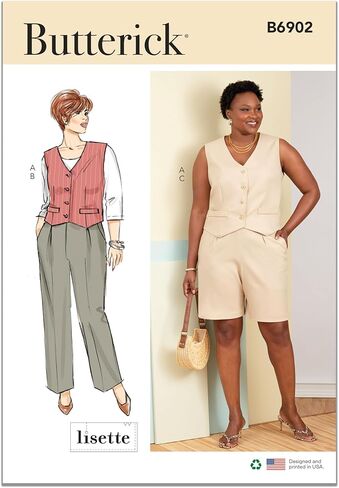 مجموعة أنماط الخياطة للصدرية والسراويل والسراويل القصيرة من Butterick B6902W3، رمز التصميم B6902، المقاسات 30W-32W-34W-36W-38W in Saudi Arabia