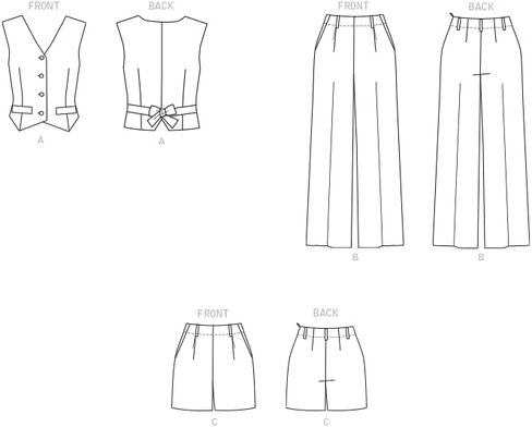 مجموعة أنماط الخياطة للصدرية والسراويل والسراويل القصيرة من Butterick B6902W3، رمز التصميم B6902، المقاسات 30W-32W-34W-36W-38W in Saudi Arabia