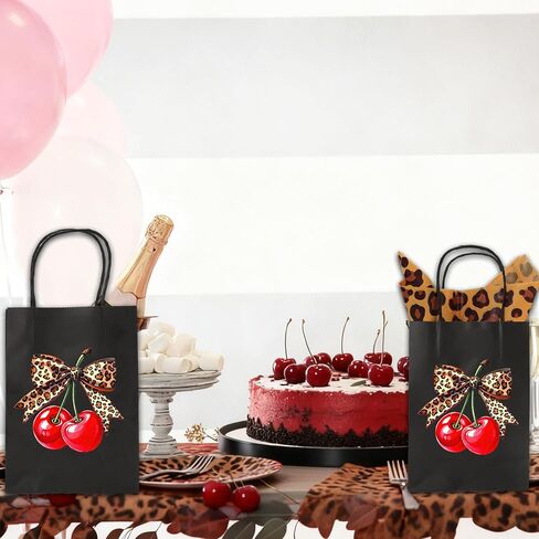 JarThenaAMCS 20 قطعة من أكياس ورق الكرز المطبوعة على شكل الفهد مع 30 ورقة من مناديل الفهد الورقية وأكياس الحلوى مع مقابض لمستلزمات حفلات عيد ميلاد الطفل في الغابة وسفاري in Saudi Arabia