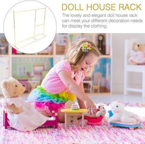 HOMSFOU Doll Clothes Rack for 18 Inch Dolls Mini Fashion Dream Wardrobe Doll Hanger Organizer for Clothes Storage and Dollhouse Bedroom Accessories in Saudi Arabia