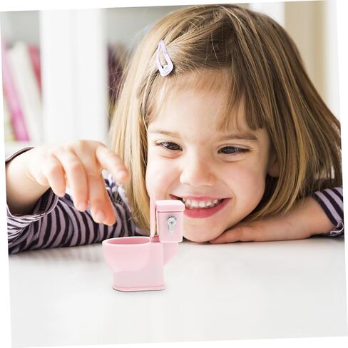 Dollhouse Toilet Flush Sound Scale Miniature Bathroom Accessory for Dollhouse Play Realistic Design Rechargeable Fun Toy for Cake Toppers and Prank Games in Saudi Arabia