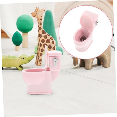 Dollhouse Toilet Flush Sound Scale Miniature Bathroom Accessory for Dollhouse Play Realistic Design Rechargeable Fun Toy for Cake Toppers and Prank Games in Saudi Arabia