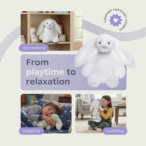 FREND White Bunny Stuffed Animal, Cute Plushies for Women and Kids, Soft Bunny and Rabbit Plush Toy Gift, Adorable Stuffed Animal for Babies and Girls in Saudi Arabia