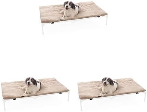 وسادة من الصوف الدقيق الأصلية من K&H Pet Products لسرير الكلاب المرتفع في الهواء الطلق، وسادة سرير للكلاب محمولة وقابلة للغسل (تُباع بشكل منفصل) - صوف أسمر صغير مقاس 17 × 22 بوصة in Kuwait