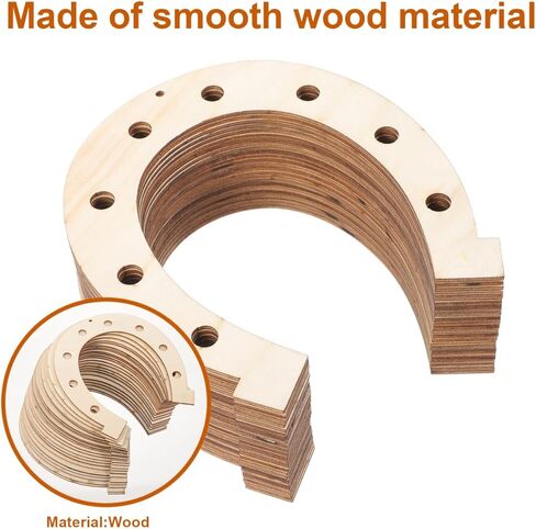 Gatuida 24pcs Unfinished Horseshoe Wood Cutouts, DIY Wood Slices for Crafts, Smooth Edges, Khaki, Perfect for Painting, Baby Shower Decorations, DIY Projects in Saudi Arabia