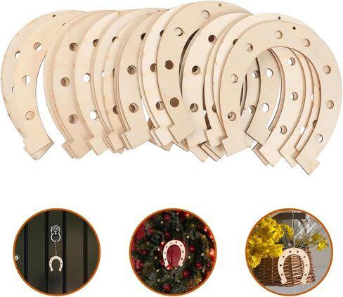 Gatuida 24pcs Unfinished Horseshoe Wood Cutouts, DIY Wood Slices for Crafts, Smooth Edges, Khaki, Perfect for Painting, Baby Shower Decorations, DIY Projects in Saudi Arabia
