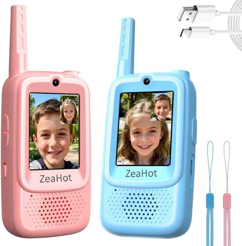 2026 Upgraded Video Walkie Talkies for Kids, Video Intercom Featuring with Camera, Video Voice Chat, Emoji Messaging, Voice-Changing Modes, for Children Boys & Girls, 2 Pack (Blue) in Saudi Arabia