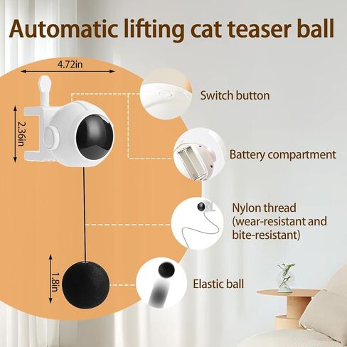 Automatic Interactive Cat Toy Ball, Electronic Self-Play Lifting Hanging Pet Cat Ball Random Up-Down Motion Indoor Cats & Kittens Toy in Saudi Arabia