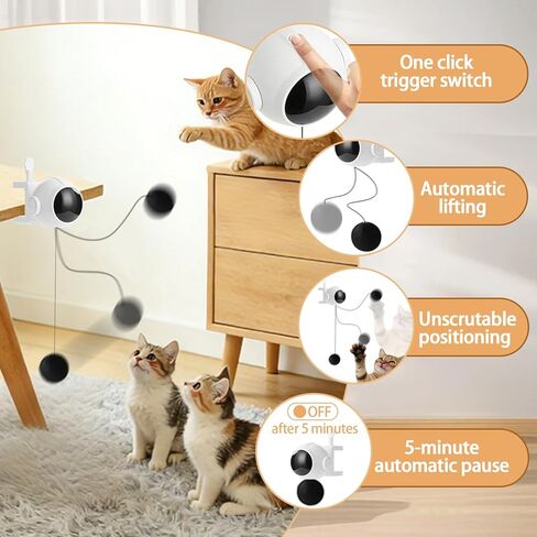 Automatic Interactive Cat Toy Ball, Electronic Self-Play Lifting Hanging Pet Cat Ball Random Up-Down Motion Indoor Cats & Kittens Toy in Saudi Arabia