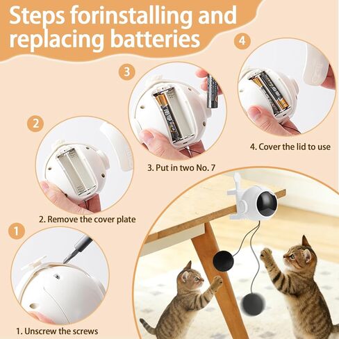Automatic Interactive Cat Toy Ball, Electronic Self-Play Lifting Hanging Pet Cat Ball Random Up-Down Motion Indoor Cats & Kittens Toy in Saudi Arabia
