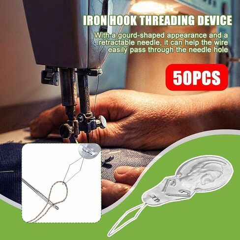 50pcs Embroidery Needle Threader Tool,Aluminum Sewing Machine Needle Threader for Hand Sewin-g Tools,with Gourd-Shaped & Retractable Needles,DIY Needles Threade-r Stitch Insertion Sewing Tool in Saudi Arabia