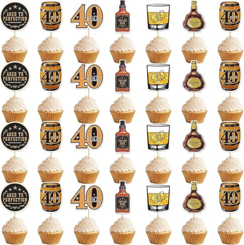 40th Birthday Cupcake Toppers: 30Pcs 40th Birthday Decorations for Men Cheers to 40 Years Cupcake Topper Cheers to 40 Years Birthday Decorations in Saudi Arabia
