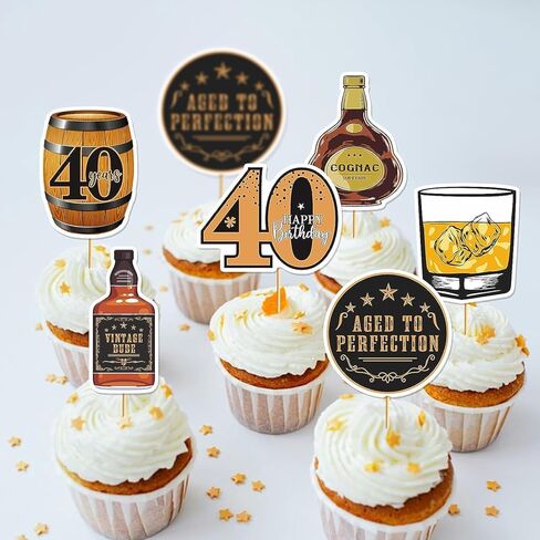 40th Birthday Cupcake Toppers: 30Pcs 40th Birthday Decorations for Men Cheers to 40 Years Cupcake Topper Cheers to 40 Years Birthday Decorations in Saudi Arabia