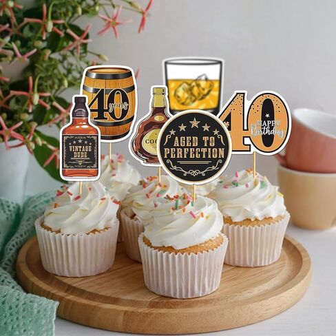 40th Birthday Cupcake Toppers: 30Pcs 40th Birthday Decorations for Men Cheers to 40 Years Cupcake Topper Cheers to 40 Years Birthday Decorations in Saudi Arabia