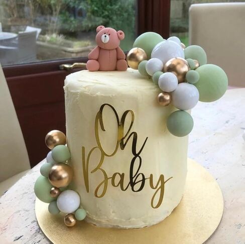 Oh baby Cake Topper Decoration-Full Gold Acrylic Baby boy or girl Gender Reveal Party Cake decorations Supplies, for Baby Shower/ 1st Birthday Party/Baby Party Photo Booth Props in Saudi Arabia