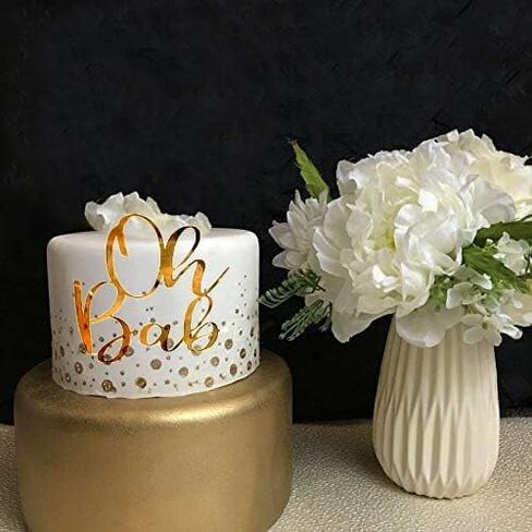 Oh baby Cake Topper Decoration-Full Gold Acrylic Baby boy or girl Gender Reveal Party Cake decorations Supplies, for Baby Shower/ 1st Birthday Party/Baby Party Photo Booth Props in Saudi Arabia