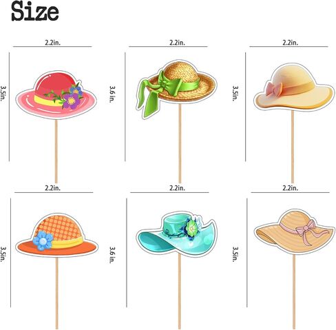 24PCS Hats Cupcake Toppers, Hat Themed Dessert Decor, Birthday Party Supplies, Funny Food Picks Vacation Toppers Summer Cake Decoration Lady for Hawaii Beach Pool Supplies in Saudi Arabia