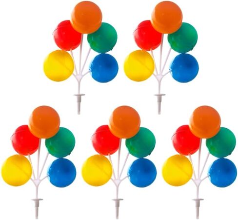 Multi-Color Plastic Balloon Cake Toppers, Mini Balloon Garland Reusable Decorative Picks for Birthday Party, Wedding, and Celebration Cakes, 5PCS in Saudi Arabia