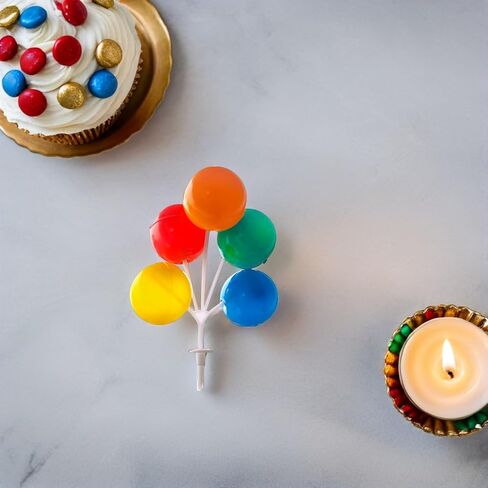 Multi-Color Plastic Balloon Cake Toppers, Mini Balloon Garland Reusable Decorative Picks for Birthday Party, Wedding, and Celebration Cakes, 5PCS in Saudi Arabia