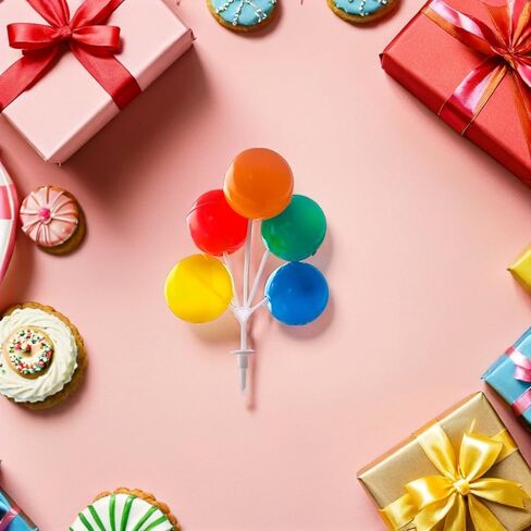 Multi-Color Plastic Balloon Cake Toppers, Mini Balloon Garland Reusable Decorative Picks for Birthday Party, Wedding, and Celebration Cakes, 5PCS in Saudi Arabia
