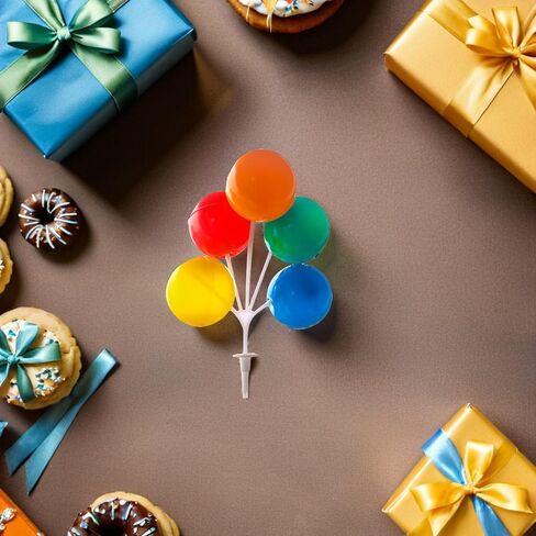 Multi-Color Plastic Balloon Cake Toppers, Mini Balloon Garland Reusable Decorative Picks for Birthday Party, Wedding, and Celebration Cakes, 5PCS in Saudi Arabia