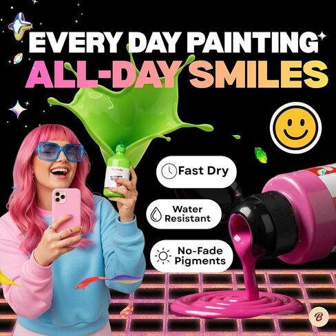 12 Colors Acrylic Paint Set, Acrylic Paint Set with 6 Brushes, 2oz/60ml Bottles, Paint for Artists, Beginners and Kids on Canvas Rocks Wood Ceramic Fabric in Saudi Arabia