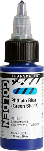 High Flow Acrylics by GOLDEN, Transparent Phthalo Blue (Green Shade), 1 fl. oz. Bottle, Professional Acrylic Paint, Transparent in Saudi Arabia