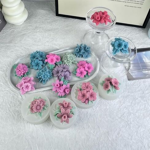 4 قطع من قوالب شموع السيليكون من FineInno لصنع الشموع بمجد الصباح ثلاثي الأبعاد، النرجس البري، فرانجيباني، قالب راتنج الإيبوكسي الأقحواني لصناعة الصابون والشموع المعطرة، شمع العسل، شمع الصويا، صناعة الراتنج in Saudi Arabia