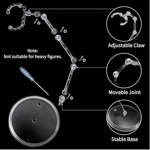 6 Pack Action Figure Stands, Clear Doll Display Stand, Assembly Plastic Action Figure Display Holder Base with Screwdrivers, Action Figures Accessories Support for 6 Inch Dolls in Saudi Arabia