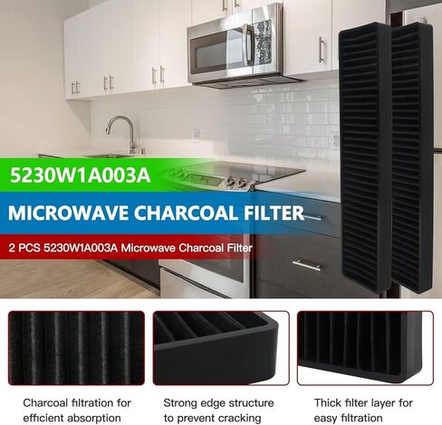 2x أجزاء فلتر فحم الميكروويف لـ Kenmore 721.64684300 721.64689300 721.80402400 721.80402402 721.80403400 721.80403402، يستبدل 5230W1A003A، AP4439398, 1164492 in Kuwait