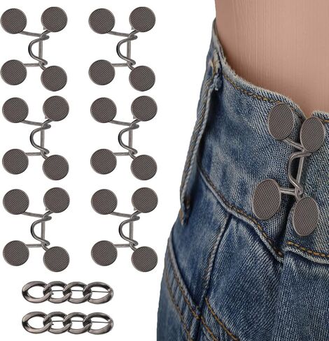 8 مجموعة من دبابيس شد الخصر للبنطلون، دبابيس حزام الخصر من سبائك الزنك، مشابك جينز لضبط الخصر بدون دبابيس تزيين للخياطة in Kuwait