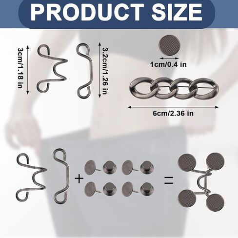 8 مجموعة من دبابيس شد الخصر للبنطلون، دبابيس حزام الخصر من سبائك الزنك، مشابك جينز لضبط الخصر بدون دبابيس تزيين للخياطة in Kuwait