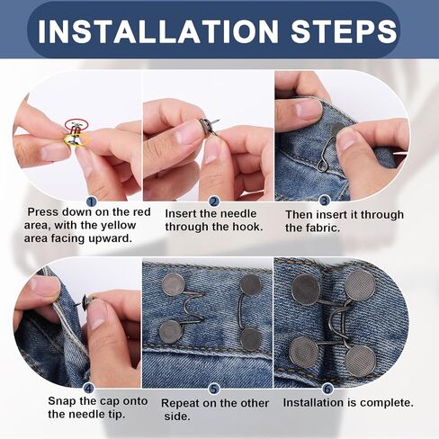 8 مجموعة من دبابيس شد الخصر للبنطلون، دبابيس حزام الخصر من سبائك الزنك، مشابك جينز لضبط الخصر بدون دبابيس تزيين للخياطة in Kuwait