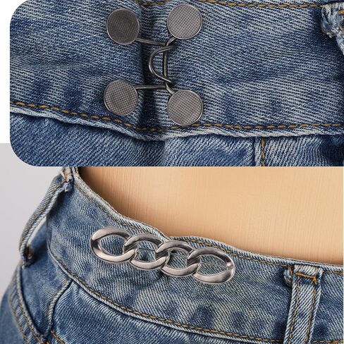 8 مجموعة من دبابيس شد الخصر للبنطلون، دبابيس حزام الخصر من سبائك الزنك، مشابك جينز لضبط الخصر بدون دبابيس تزيين للخياطة in Kuwait