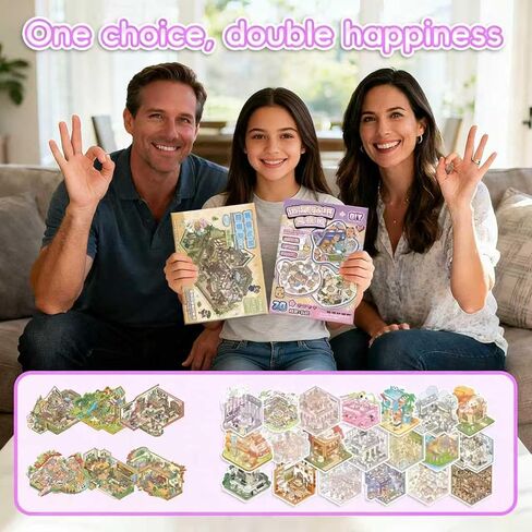 3D Sticker Scene Therapy Book (26 Mini Scenes) DIY Miniature Room Craft Kit - Adorable Kawaii Cottage Stickers, Perfect for Adult Stress Relief and Cozy Activities - Ideal Healing Gift in Saudi Arabia