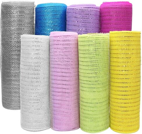 Zorfeter 4 رولز شريط شبكي ديكو لليوم التذكاري، شريط خيش بولي لصنع إكليل مقاس 10 بوصة × 30 قدم، ديكور وطني لاستقلال الولايات المتحدة الأمريكية/الحرف اليدوية اليدوية (أرجواني فاتح، وردي فاتح، أزرق فاتح، أخضر نيون) in Kuwait