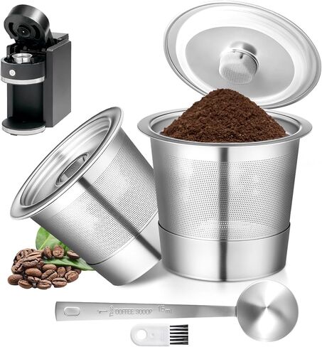 2 Pack Reusable K Cups for Keurig 1.0 - Stainless Steel K Cup Reusable Coffee Pods with Metal Scoop, Brush & 4 Extra Seals - Refillable Coffee Filters for K-Classic, K-Mini & K-Elite(Not for 2.0) in Saudi Arabia
