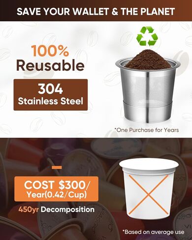 2 Pack Reusable K Cups for Keurig 1.0 - Stainless Steel K Cup Reusable Coffee Pods with Metal Scoop, Brush & 4 Extra Seals - Refillable Coffee Filters for K-Classic, K-Mini & K-Elite(Not for 2.0) in Saudi Arabia