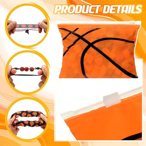 98 Pcs Basketball Party Favors Include Basketball Goodie Makeup Bags Bracelet Hair Bands Hair Ties Sticker for Sports Team Gifts Birthday Decoration Party Supplies in Saudi Arabia
