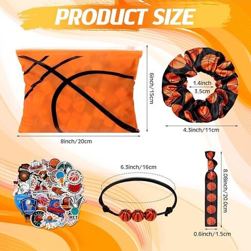 98 Pcs Basketball Party Favors Include Basketball Goodie Makeup Bags Bracelet Hair Bands Hair Ties Sticker for Sports Team Gifts Birthday Decoration Party Supplies in Saudi Arabia